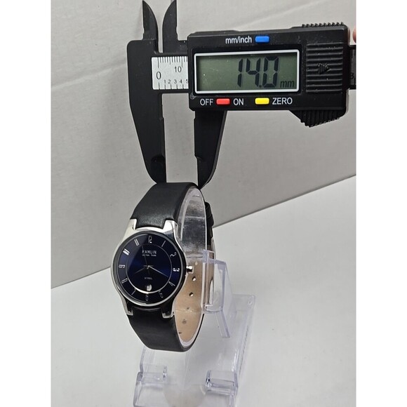 Hamlin Ultra Thin Steel Blue Dial Date Quartz 100 Ft Water Resistant New Battery - Picture 4 of 11